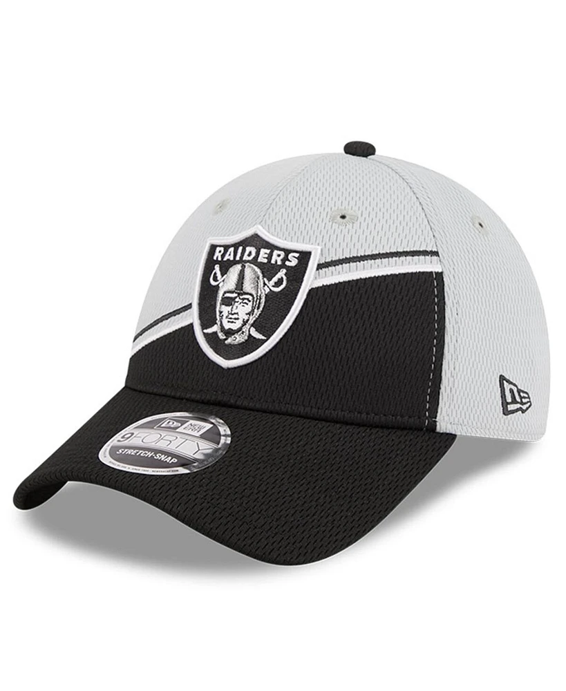Men's New Era Gray, Black Las Vegas Raiders 2023 Sideline 9FORTY Adjustable Hat