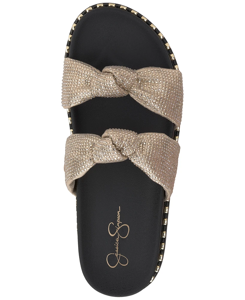 Jessica Simpson Women's Caralyna Rhinestone Knotted Footbed Sandals