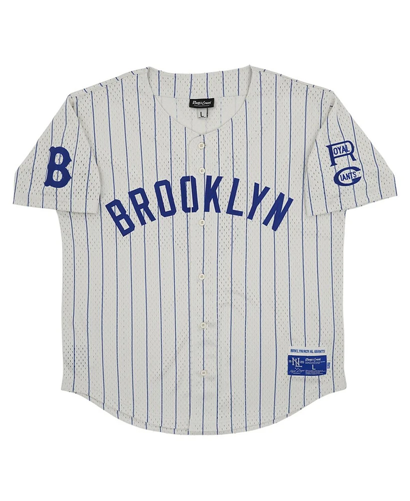Men's Rings & Crwns #5 Cream Distressed Brooklyn Royal Giants Mesh Button-Down Replica Jersey