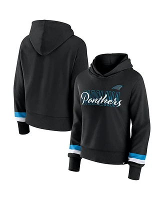 Women's Fanatics Black Carolina Panthers Over Under Pullover Hoodie