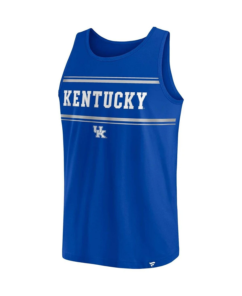 Men's Fanatics Royal Kentucky Wildcats Stripe Block Tank Top