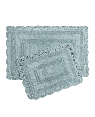 Laura Ashley Crochet Reversible Cotton 2-Pc. Bath Rug Set