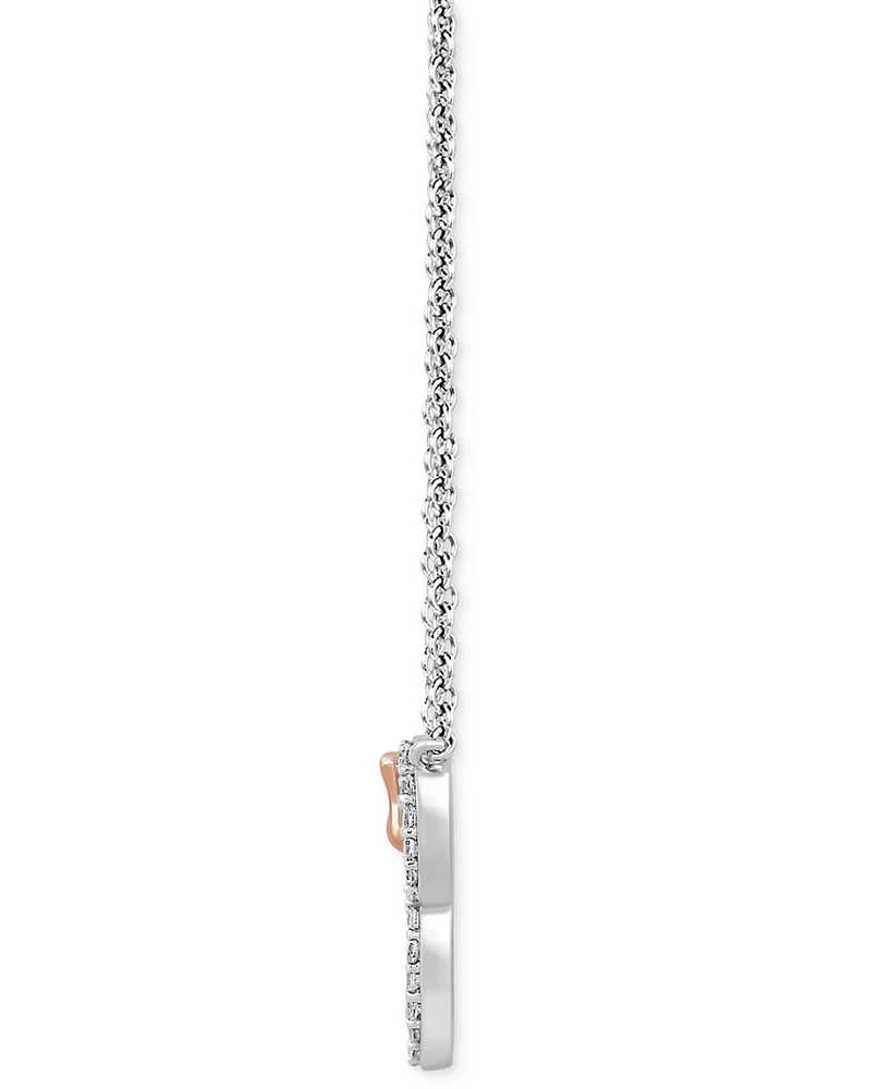 Disney Wonder Fine Jewelry Diamond Minnie Mouse Silhouette Pendant Necklace (1/5 ct. t.w.) in Sterling Silver & Rose Gold-Plate, 15-3/4" + 2" extender
