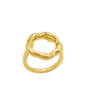 Adornia Tarnish Resistant 14K Gold-Plated Open Circle Hammered Ring