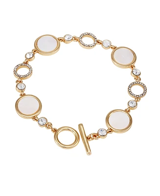 T Tahari Gold-Tone Circle Coin Toggle Bracelet