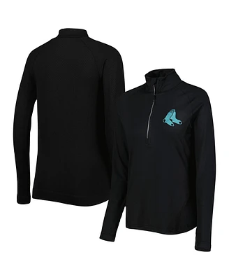 Women's LevelWear Black Boston Red Sox Energy Quarter-Zip Jacket