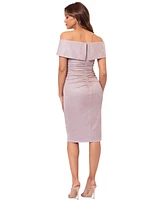 Xscape Women's Galaxy Off-The-Shoulder Glitter Dress