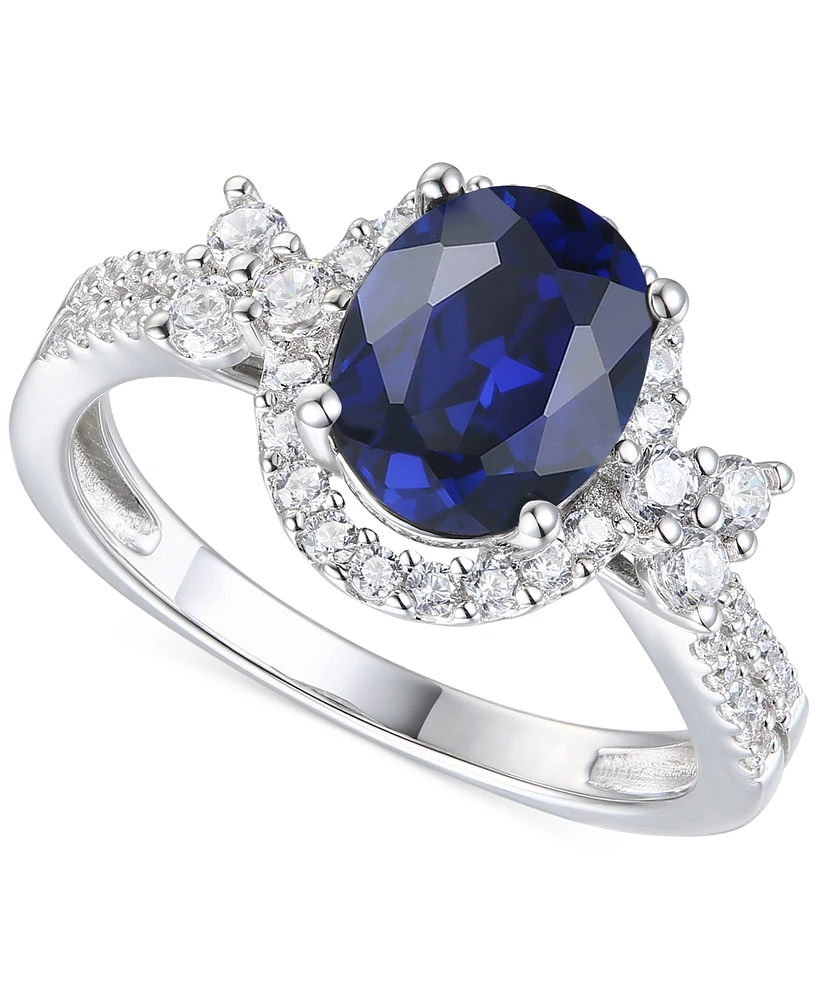 Garnet (1-1/10 ct. t.w.) & Lab-Grown White Sapphire (1/2 Ring 14k Rose Gold-Plated Sterling Silver (Also Blue Sapphire)