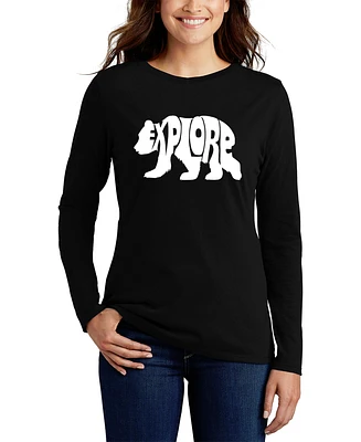 La Pop Art Women's Word Art Explore Long Sleeve T-Shirt