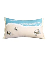 Crab with Waves Indoor Cotton Lumbar Throw Pillow