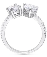 Moissanite Heart & Oval Cuff Ring (2-1/8 ct. t.w.) Sterling Silver