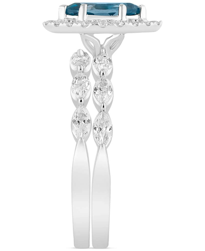 London Blue Topaz (5/8 ct. t.w.) & Diamond (7/8 Bridal Set 14k White Gold