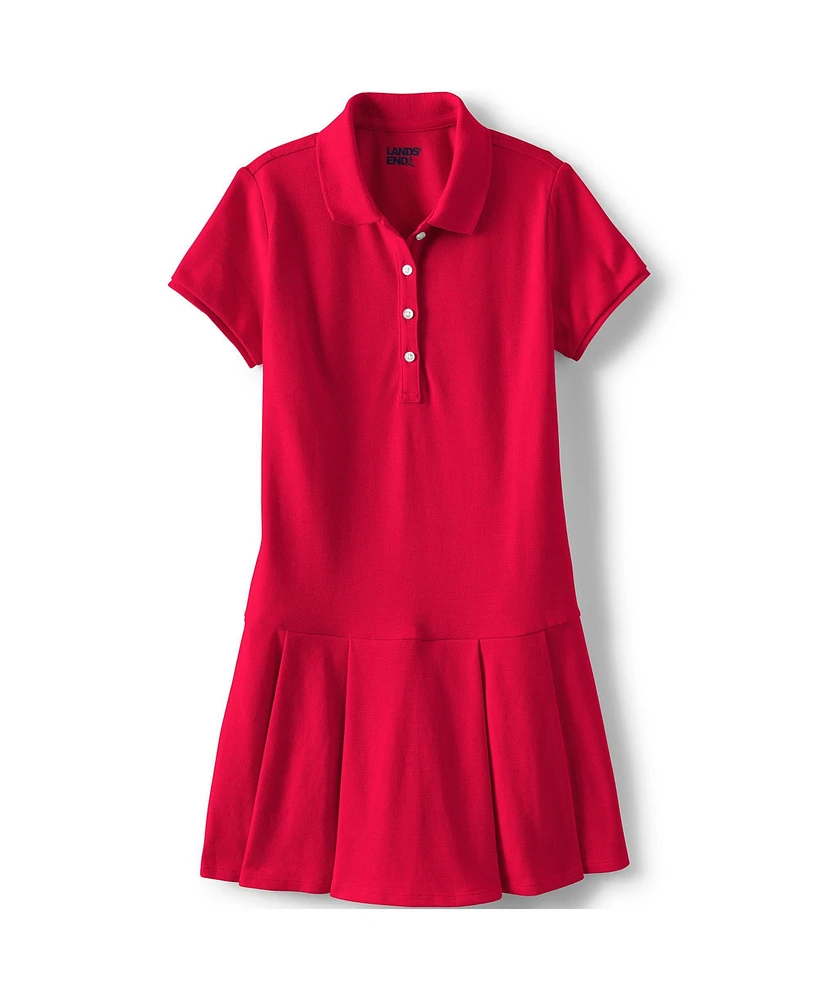 Lands' End Big Girls Short Sleeve Mesh Pleated Polo Dress