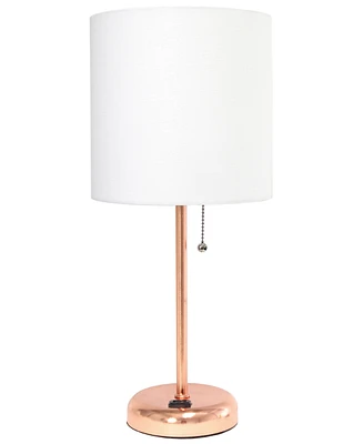 Creekwood Home Oslo 19.5" Contemporary Bedside Power Outlet Base Standard Metal Table Desk Lamp