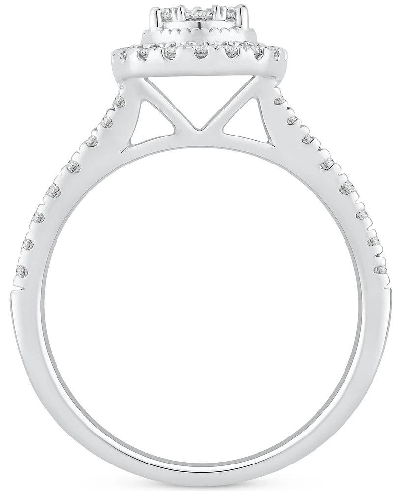 Diamond Halo Pear Shaped Cluster Engagement Ring (1/2 ct. t.w.) in 14k White Gold