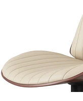 Simpli Home Goulding Adjustable Swivel Bar Stool in Cream Pu Leather