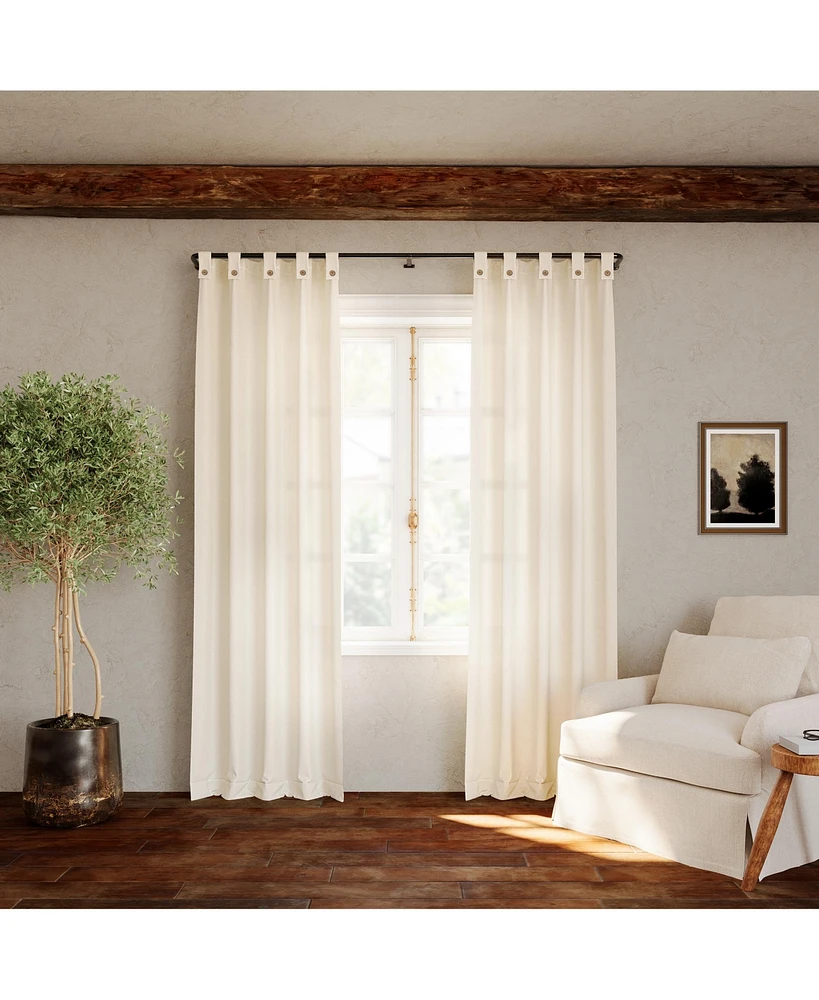 Cotton Blend Button Tab Top Curtain