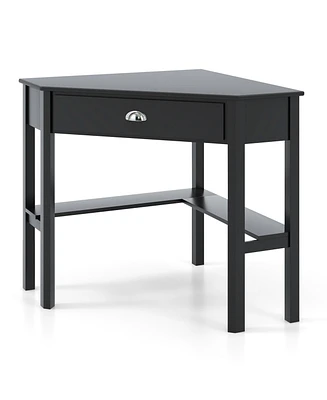 Corner Wooden Computer Desk for Home Office or Study, Compact Laptop Workstation