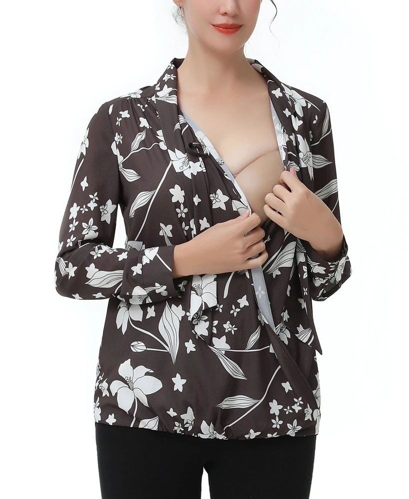 kimi + kai Maternity Tie Neck Nursing Blouse