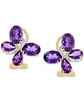 Effy Amethyst (3-7/8 ct. t.w.) & Diamond (1/20 ct. t.w.) Butterfly Statement Earrings in 14k Gold