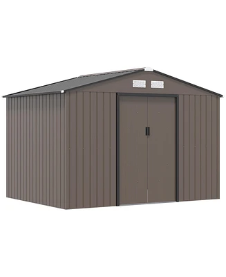 Outsunny 9' x 6' Storage Shed Garden Tool House w/ Vents Doors