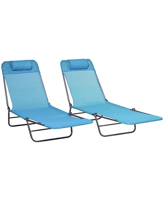 Outsunny 2-Piece Folding Chaise Lounge, Reclining Pool Chairs,