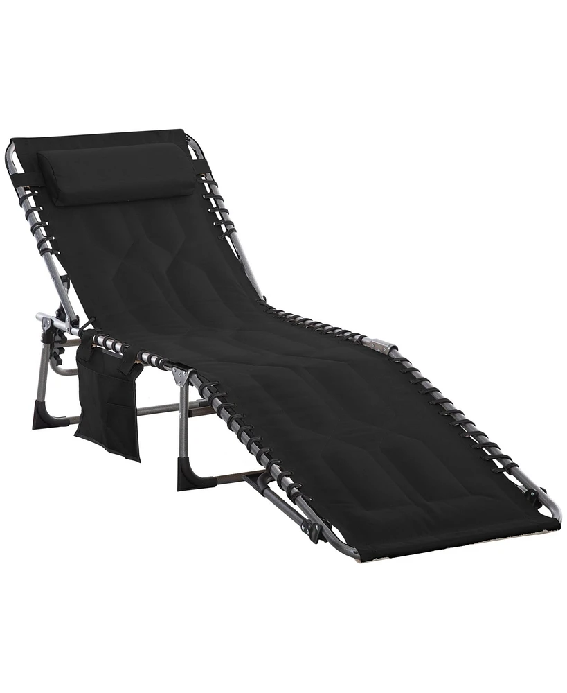 Outsunny Outdoor Padded Folding Chaise Lounge Chair with Reclining,