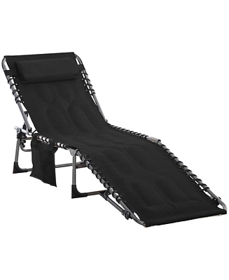Outsunny Outdoor Padded Folding Chaise Lounge Chair with Reclining,