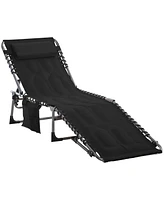 Outsunny Outdoor Padded Folding Chaise Lounge Chair with Reclining,