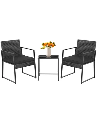 Sugift 3 Pieces Modern Heavy Duty Patio Furniture Set with Coffee Table