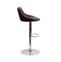 Bucket Seat Adjustable Height Barstool With Diamond Pattern Back