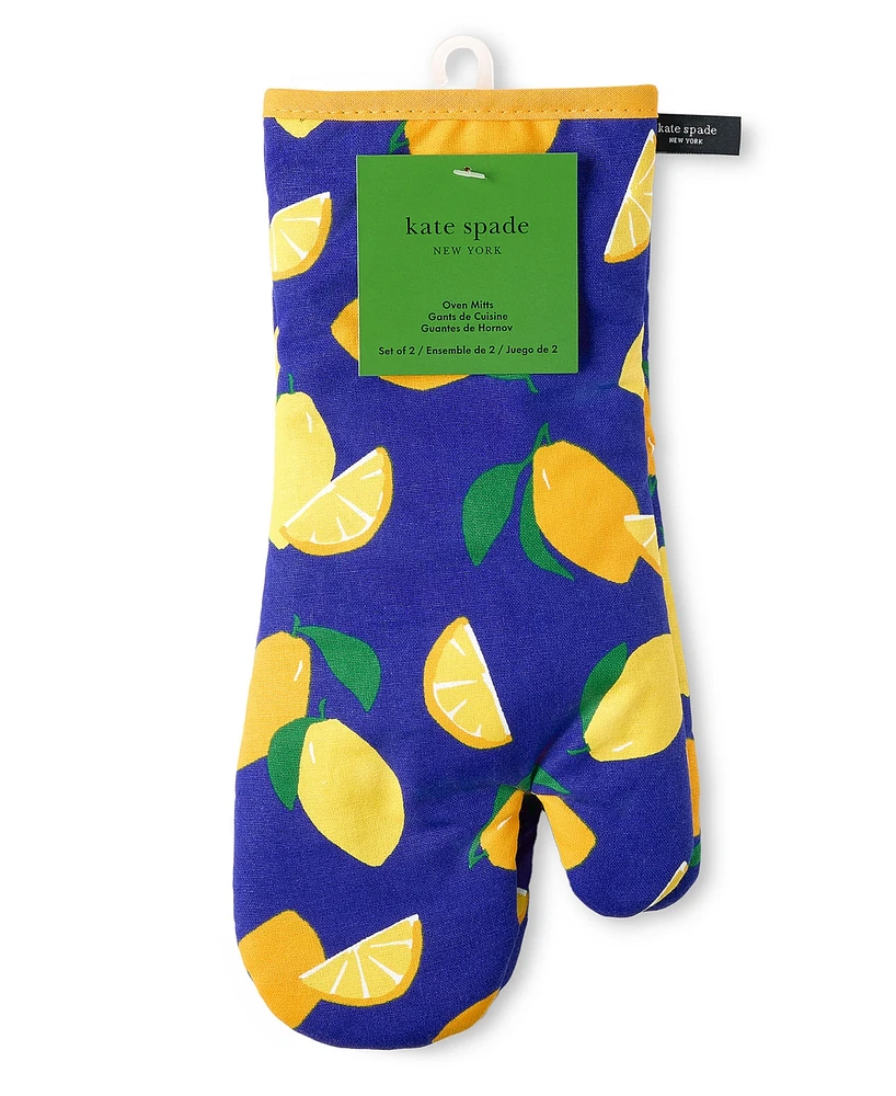 Kate Spade New York Lemon Party Oven Mitt Navy 2-Pack