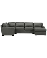 Radley 136" 4-Pc. Leather Square Corner Modular Chaise Sectional, Created for Macy's