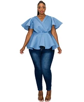 L I V D Plus Size Siobhan Neoprene Peplum Top