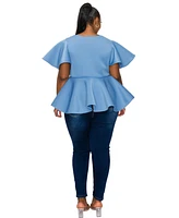 L I V D Plus Size Siobhan Neoprene Peplum Top