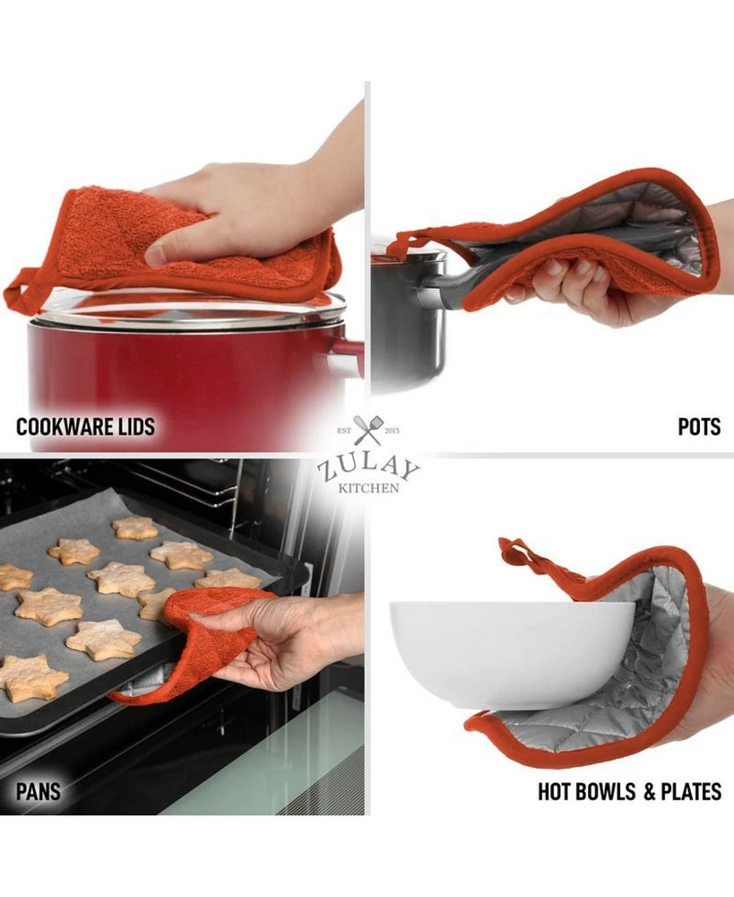 Washable Quilted Terry Cloth Potholder for Cooking and Baking (6 Pack)