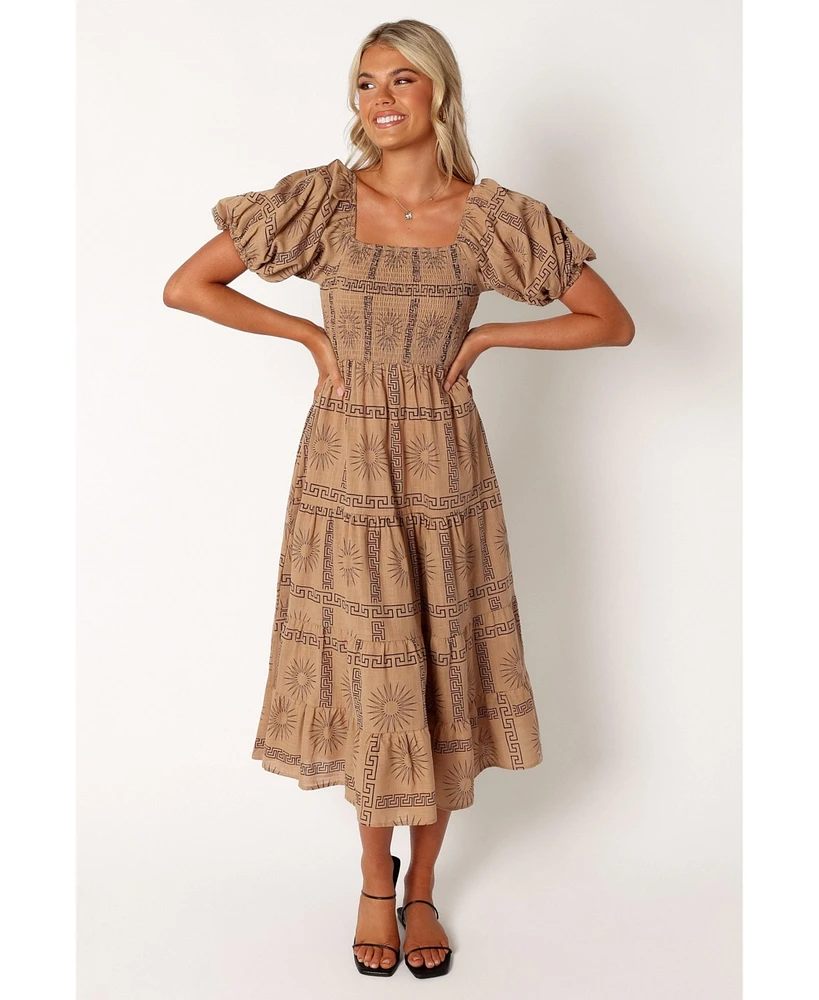 Soliel Puff Sleeve Midi Women's Dress