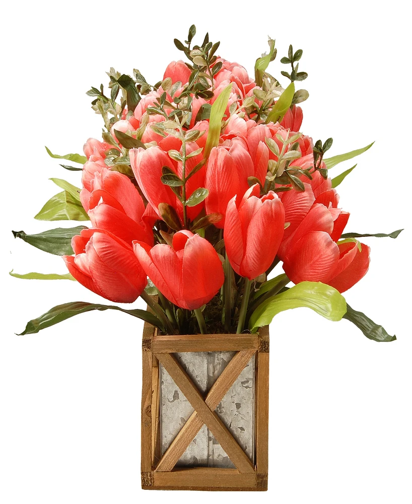 National Tree Company 20 Planter with Pink Tulips