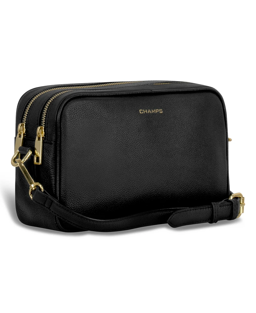 Champs Leather Double-Zip Shoulder Bag