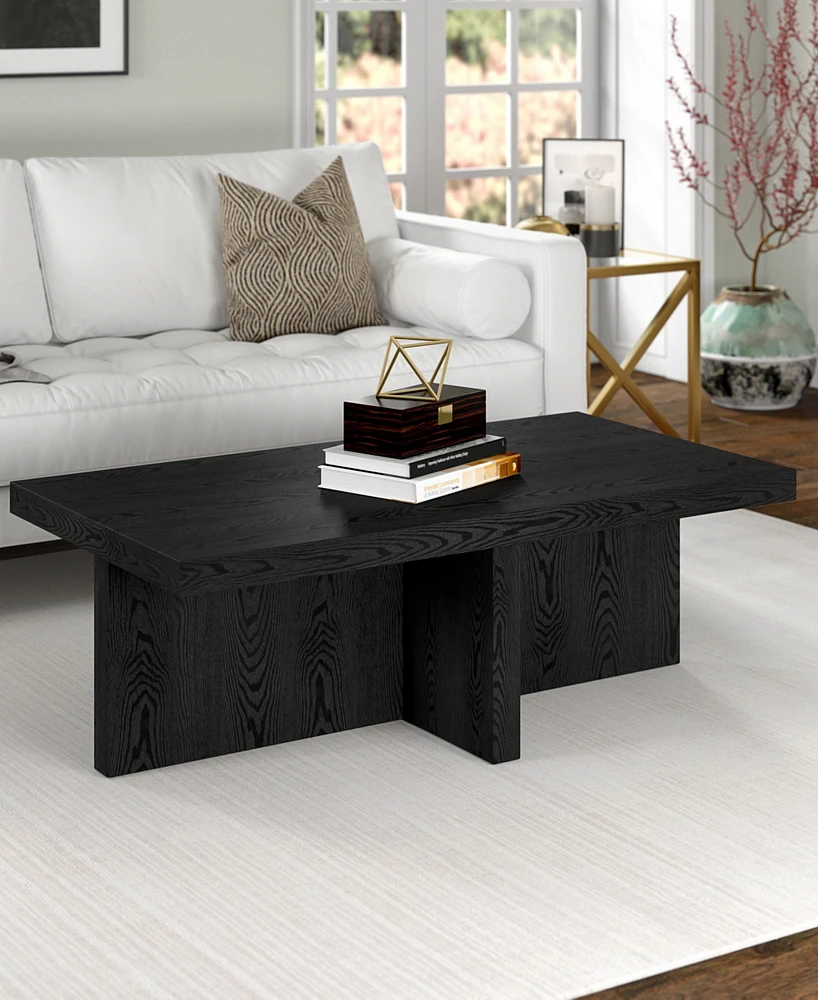 Hudson & Canal Elna 44" Wide Rectangular Coffee Table in Black Grain