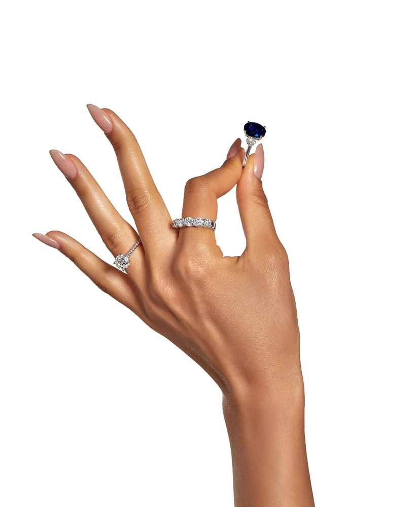 Grown With Love Lab Sapphire (5-5/8 ct. t.w.) & Diamond (3/8 Ring 14k White Gold (Also available Emerald Ruby)