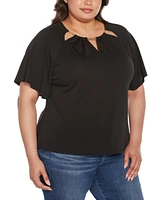 Belldini Black Label Plus Cutout Detail Knit Top