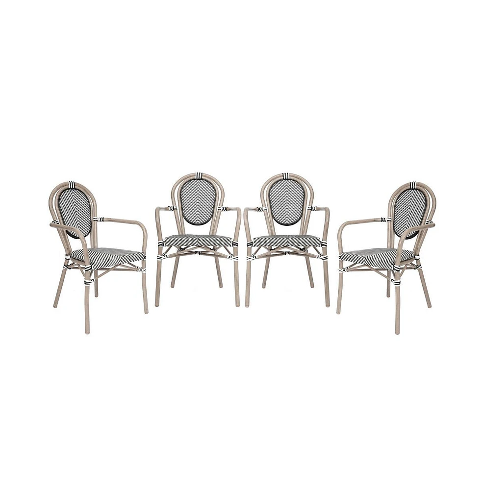 Merrick Lane Mael Set Of Four Stacking Thonet Bistro Style Chair With Arms, Textilene Seat