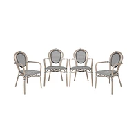 Merrick Lane Mael Set Of Four Stacking Thonet Bistro Style Chair With Arms, Textilene Seat