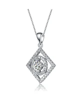 Elegant White Gold Plated Square Pendant Necklace
