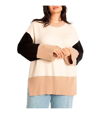 Eloquii Plus Size Colorblocked Relaxed Sweater