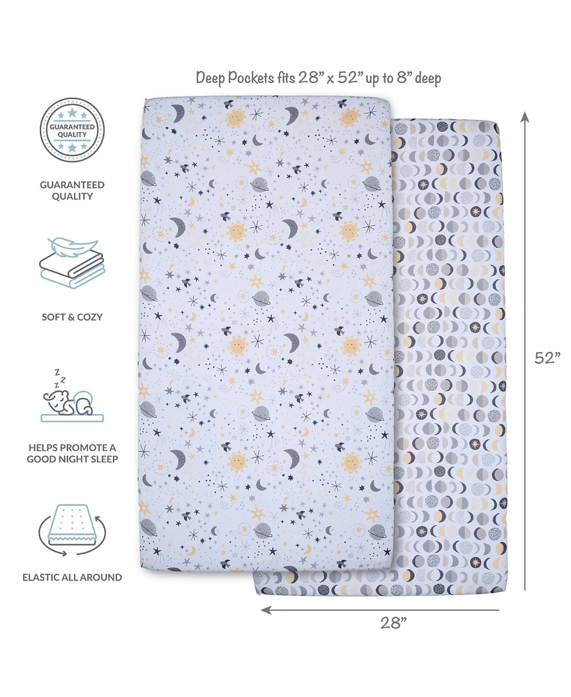 Bedtime Originals Celestial Moon/Stars 2-Pack Fitted Crib/Toddler Sheet Set