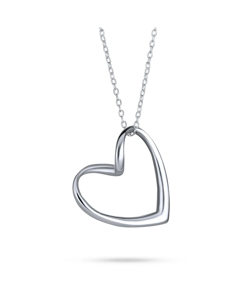 Bling Jewelry Floating Open Heart Pendant Necklace Sterling Silver With Chain