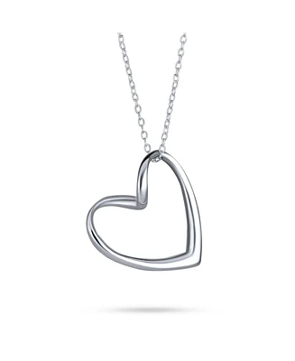 Bling Jewelry Floating Open Heart Pendant Necklace Sterling Silver With Chain