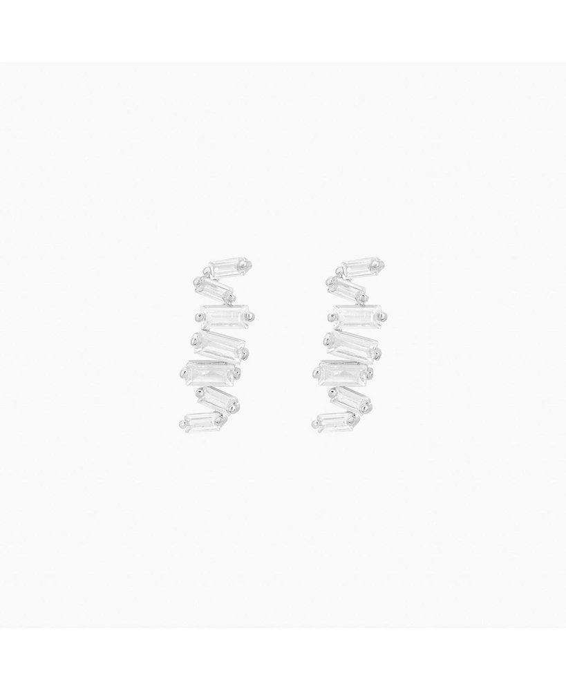 Sterling Silver Zig Zag Shape Stud Earrings